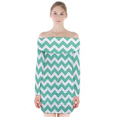 Chevron Pattern Giftt Long Sleeve Off Shoulder Dress by GardenOfOphir