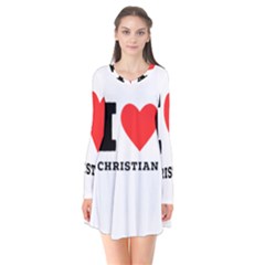 I Love Christian Long Sleeve V-neck Flare Dress by ilovewhateva