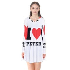 I Love Peter Long Sleeve V-neck Flare Dress by ilovewhateva