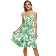 Leaves-37 Sleeveless Tie Front Chiffon Dress by nateshop