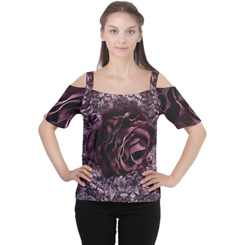 Rose Mandala Cutout Shoulder Tee by MRNStudios