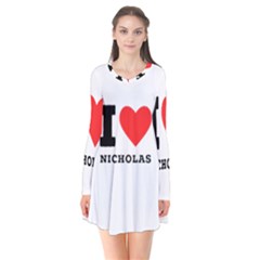 I Love Nicholas Long Sleeve V-neck Flare Dress by ilovewhateva