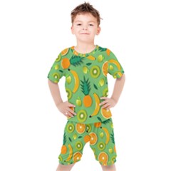 Fruit Tropical Pattern Design Art Kids  Tee And Shorts Set by danenraven