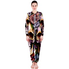 Death Skull Floral Onepiece Jumpsuit (ladies) by GardenOfOphir