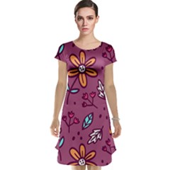 Flowers Petals Leaves Foliage Cap Sleeve Nightdress by Ravend