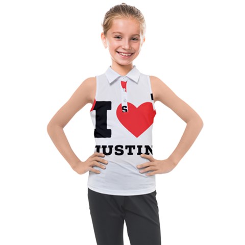 I Love Justin Kids  Sleeveless Polo Tee by ilovewhateva