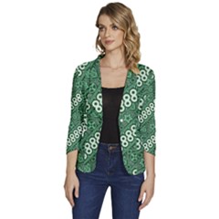 Batik-green Women s One-button 3/4 Sleeve Short Jacket by nateshop