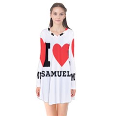 I Love Samuel Long Sleeve V-neck Flare Dress by ilovewhateva