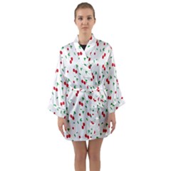 Cherries Long Sleeve Satin Kimono by nateshop