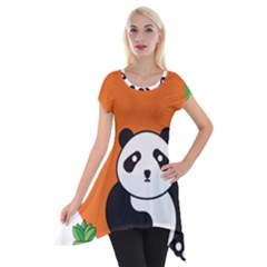 Panda Animal Orange Sun Nature Short Sleeve Side Drop Tunic by Semog4