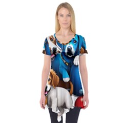 Cute Dog Dogs Animal Pet Short Sleeve Tunic  by Semog4