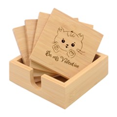 Cat Valentine-s Day Valentine Bamboo Coaster Set by Semog4