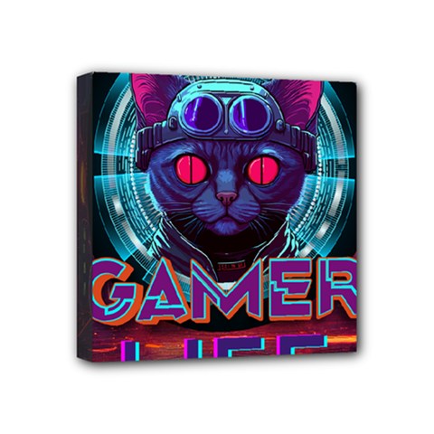 Gamer Life Mini Canvas 4  X 4  (stretched) by minxprints