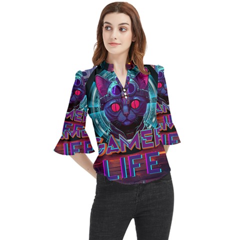 Gamer Life Loose Horn Sleeve Chiffon Blouse by minxprints