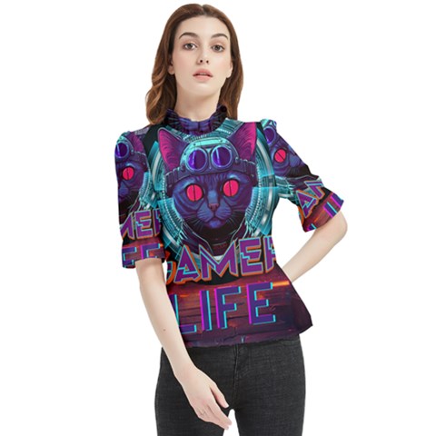 Gamer Life Frill Neck Blouse by minxprints