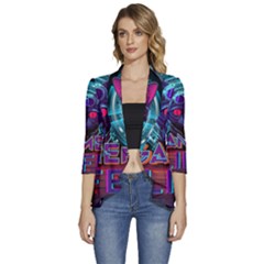 Gamer Life Women s 3/4 Sleeve Ruffle Edge Open Front Jacket by minxprints