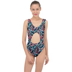 Leaves Leaf Pattern Patterns Colorfu Center Cut Out Swimsuit by Semog4