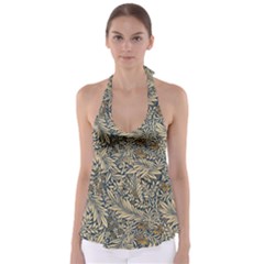 Brown Vintage Background Vintage Floral Pattern Brown Babydoll Tankini Top by Semog4