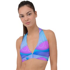 Colorful Blue Purple Wave Halter Plunge Bikini Top by Semog4