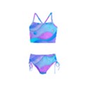 Colorful Blue Purple Wave Girls  Tankini Swimsuit View1