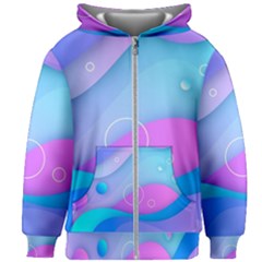 Colorful Blue Purple Wave Kids  Zipper Hoodie Without Drawstring by Semog4