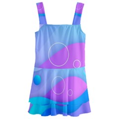 Colorful Blue Purple Wave Kids  Layered Skirt Swimsuit by Semog4