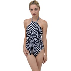 Fractal Star Mandala Black And White Go With The Flow One Piece Swimsuit by Semog4