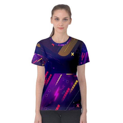 Colorful Abstract Background Creative Digital Art Colorful Geometric Artwork Women s Sport Mesh Tee by Semog4