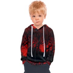 Dark Forest Jungle Plant Black Red Tree Kids  Overhead Hoodie by Semog4