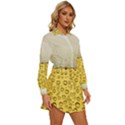 Texture Pattern Macro Glass Of Beer Foam White Yellow Art Womens Long Sleeve Shirt Dress View3