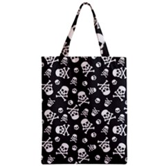 Skull-crossbones-seamless-pattern-holiday-halloween-wallpaper-wrapping-packing-backdrop Zipper Classic Tote Bag by Ravend