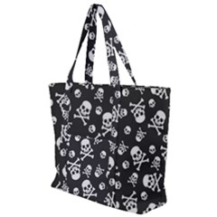 Skull-crossbones-seamless-pattern-holiday-halloween-wallpaper-wrapping-packing-backdrop Zip Up Canvas Bag by Ravend