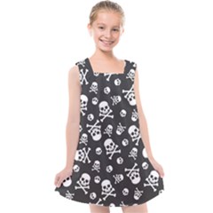 Skull-crossbones-seamless-pattern-holiday-halloween-wallpaper-wrapping-packing-backdrop Kids  Cross Back Dress by Ravend