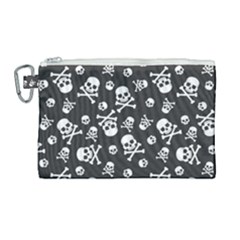 Skull Crossbones Seamless Pattern Holiday-halloween-wallpaper Wrapping Packing Backdrop Canvas Cosmetic Bag (large) by Ravend