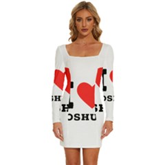 I Love Joshua Long Sleeve Square Neck Bodycon Velvet Dress by ilovewhateva