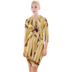 Pasta-79 Quarter Sleeve Hood Bodycon Dress by nateshop