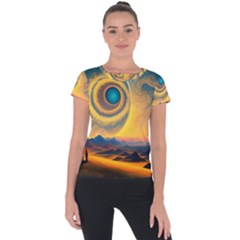 Ai Generated Surrealist Fantasy Dream Moon Space Short Sleeve Sports Top  by Jancukart