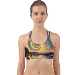 Ai Generated Surrealist Fantasy Dream Moon Space Back Web Sports Bra by Jancukart