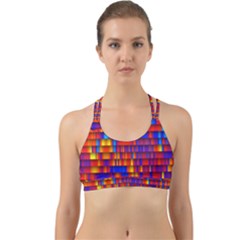 Geometric Pattern Colorful Fluorescent Background Back Web Sports Bra by Jancukart