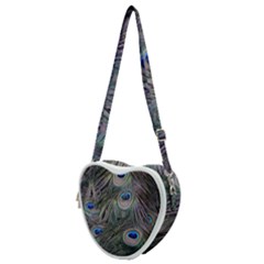 Peacock Feathers Peacock Bird Feathers Heart Shoulder Bag by Jancukart