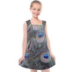 Peacock Feathers Peacock Bird Feathers Kids  Cross Back Dress by Jancukart