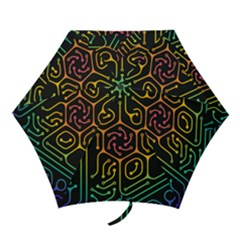 Circuit Hexagonal Geometric Pattern Background Pattern Mini Folding Umbrellas by Jancukart