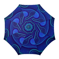 Spiral Shape Blue Abstract Golf Umbrellas by Jancukart