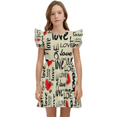 Love Abstract Background Textures Creative Grunge Kids  Winged Sleeve Dress by Jancukart