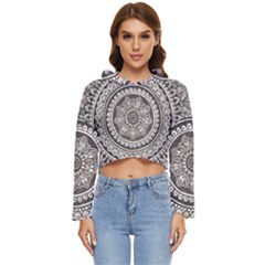 Mandala Circles Drawing Pattern Women s Lightweight Cropped Hoodie by Semog4