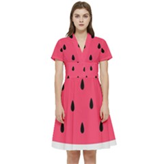 Watermelon Fruit Pattern Short Sleeve Waist Detail Dress by Semog4