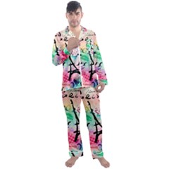 From Paris Abstract Art Pattern Men s Long Sleeve Satin Pajamas Set by Semog4