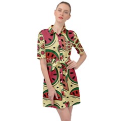 Watermelon Pattern Slices Fruit Belted Shirt Dress by Semog4