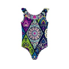 Ethnic Pattern Abstract Kids  Frill Swimsuit by Semog4