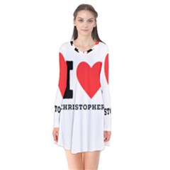 I Love Christopher  Long Sleeve V-neck Flare Dress by ilovewhateva